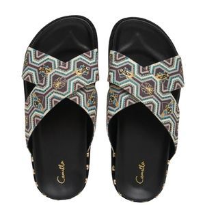 Camilla Embellished Espadrille Slide Solid Black | 9